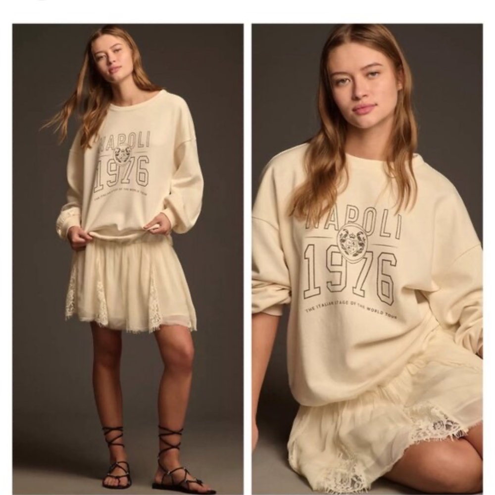 Anthropologie ruffle twofer sweatshirt dress
